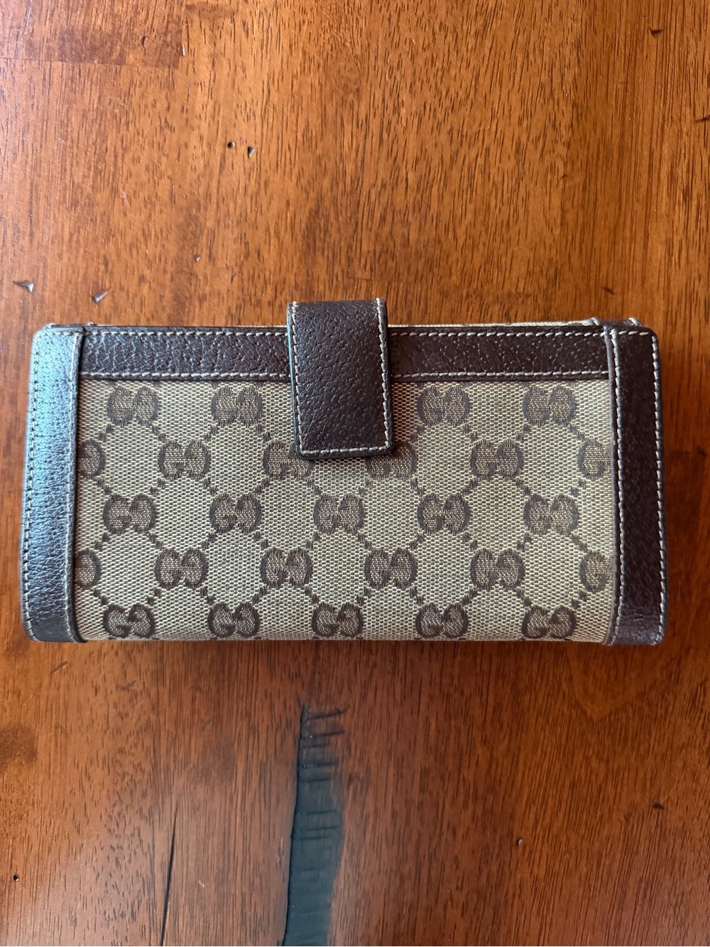 Gucci Brown GG Monogram Continental Card Holder Wallet